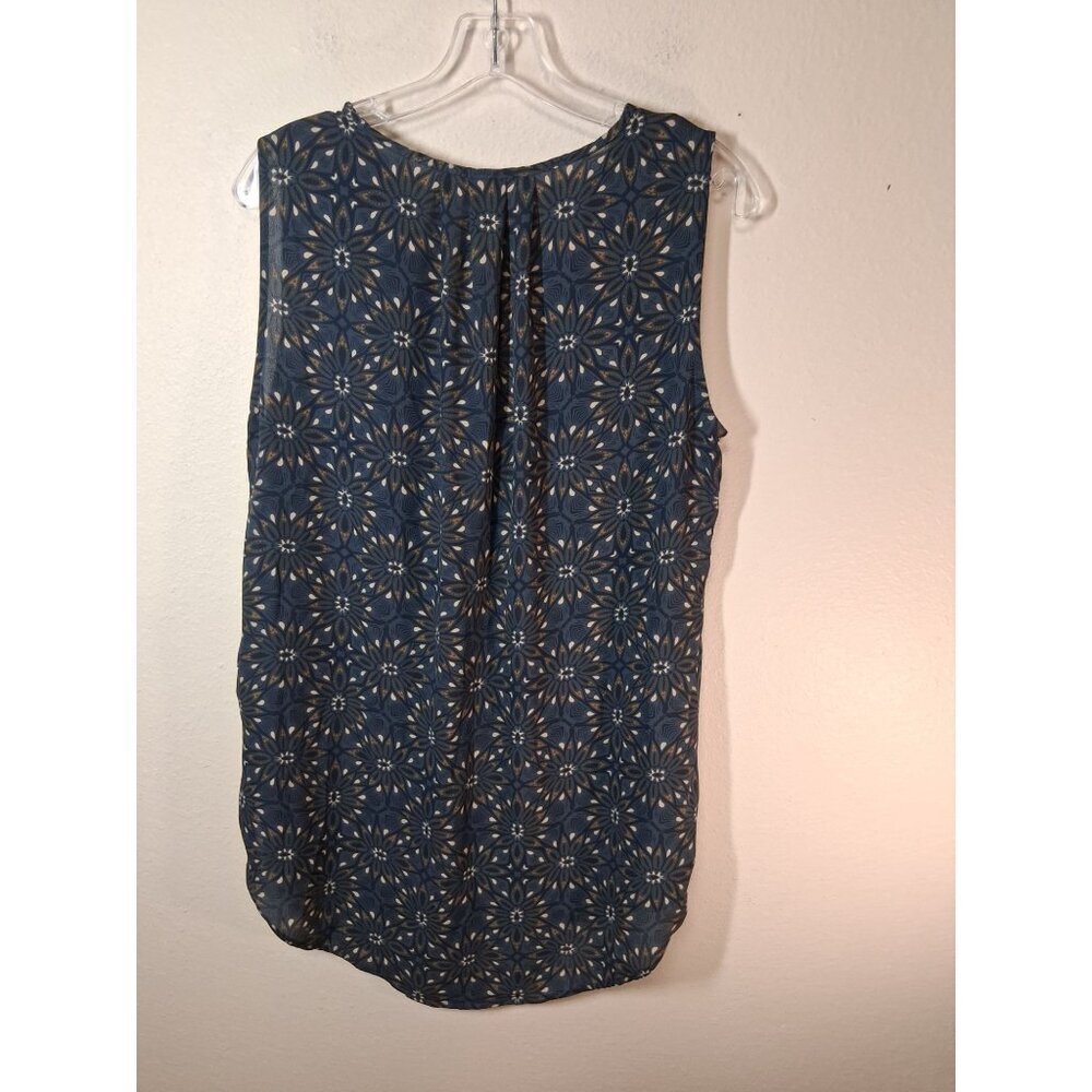 H&M Blouse Business Casual Boho Office Preppy Granny Blue Size 10 - Picture 2 of 4